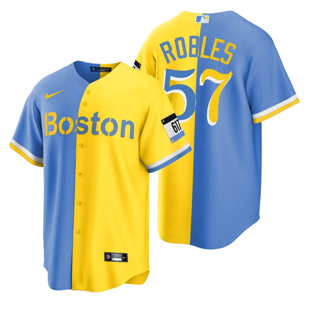 Boston Red Sox #57 Hansel Robles Blue Gold Nike Men's MLB 2022 City Connect Game Jersey