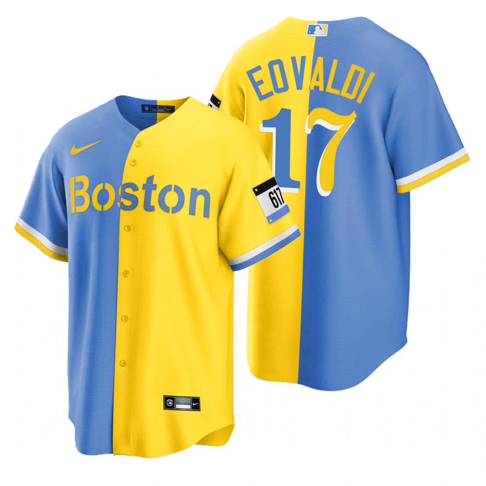 Boston Red Sox #17 Nathan Eovaldi Blue Gold Nike Men's MLB 2022 City Connect Game Jersey