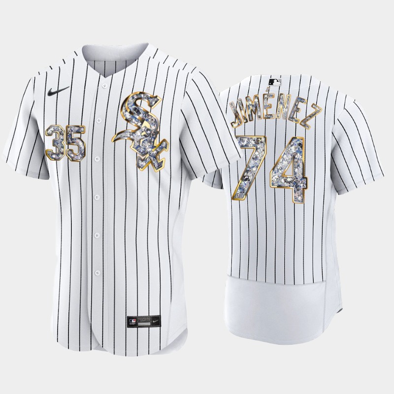 Chicago White Sox #74 Eloy Jimenez Men's Nike Diamond Edition MLB Jersey - White