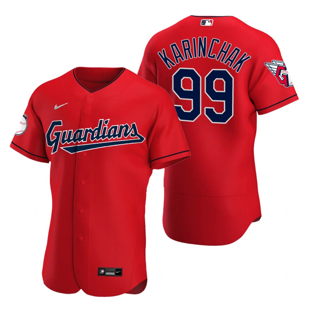 Cleveland Guardians #99 James Karinchak Red Men's Nike 2022 Authentic Alternate MLB Jersey