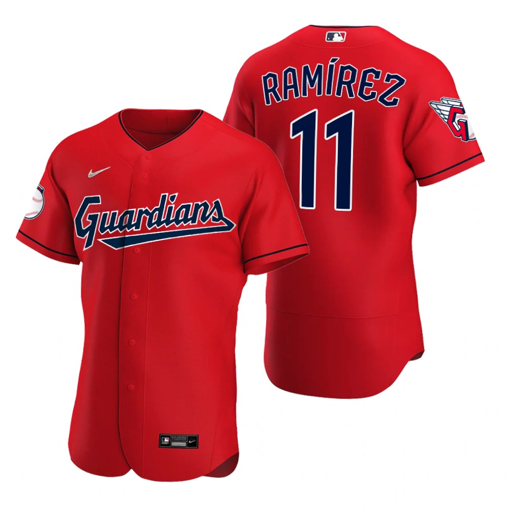 Cleveland Guardians #11 Jose Ramirez Red Men's Nike 2022 Authentic Alternate MLB Jersey