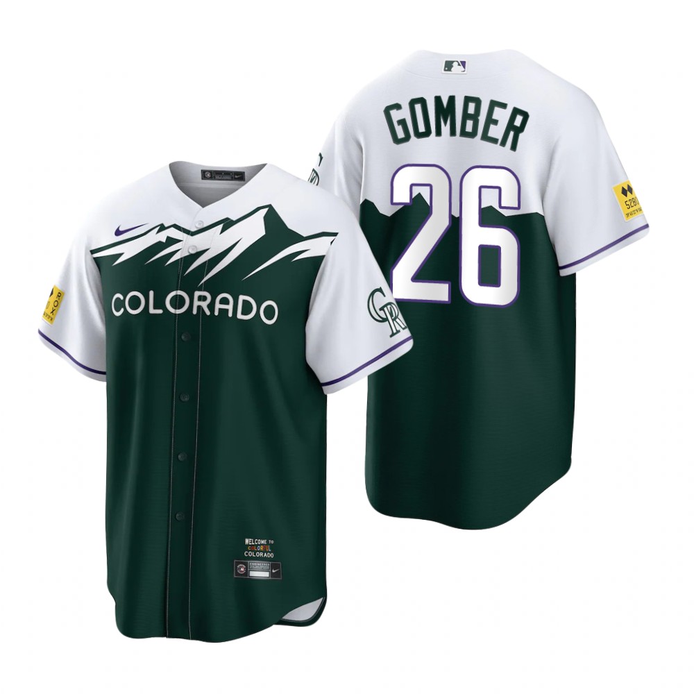 Colorado Rockies #26 Austin Gomber Green Men's MLB Nike 2022 City Connect Game Jersey