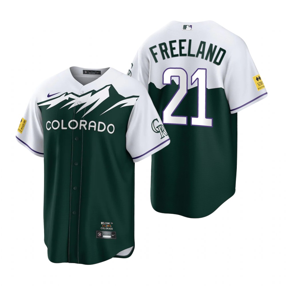 Colorado Rockies #21 Kyle Freeland Green Men's MLB Nike 2022 City Connect Game Jersey