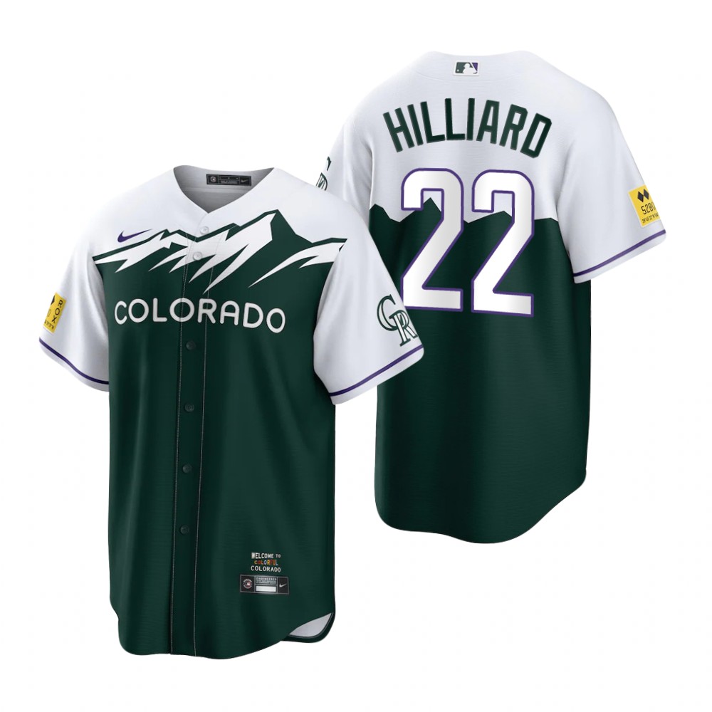 Colorado Rockies #22 Sam Hilliard Green Men's MLB Nike 2022 City Connect Game Jersey