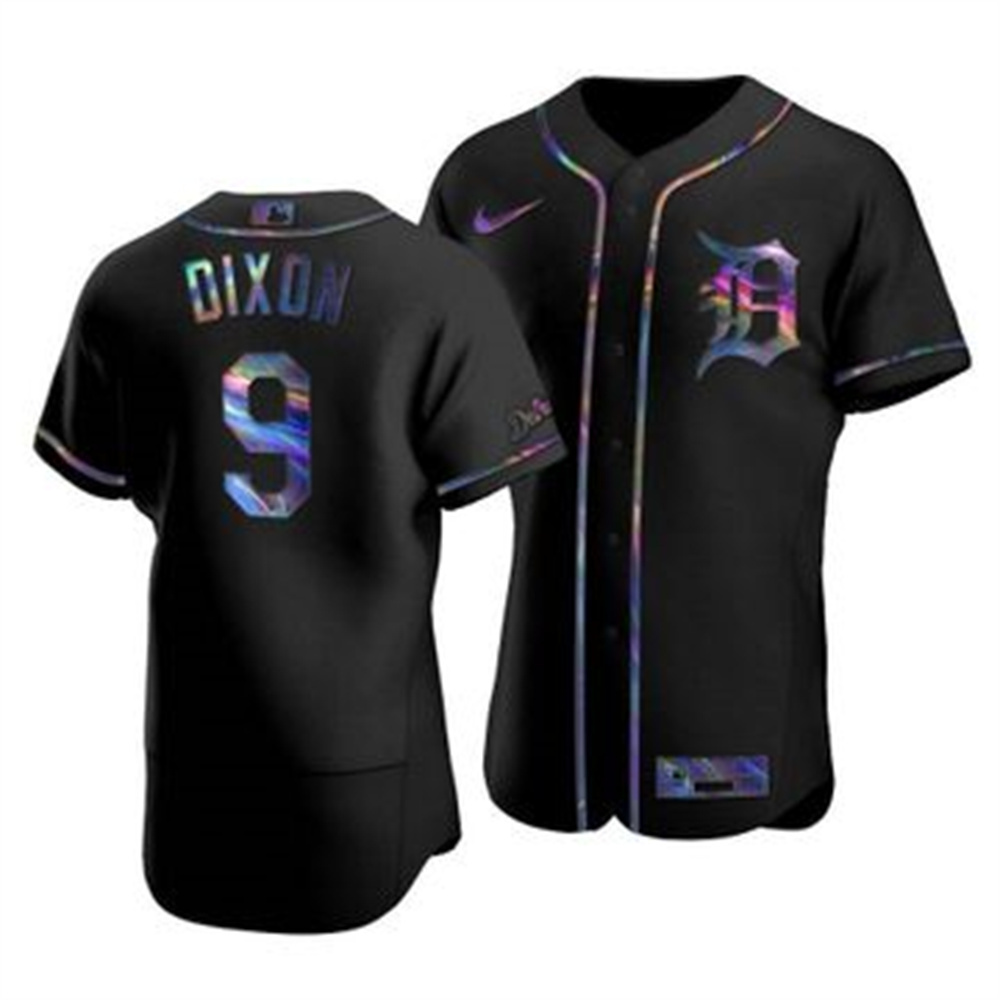 Detroit Tigers #9 Brandon Dixon Men's Nike Iridescent Holographic Collection MLB Jersey - Black