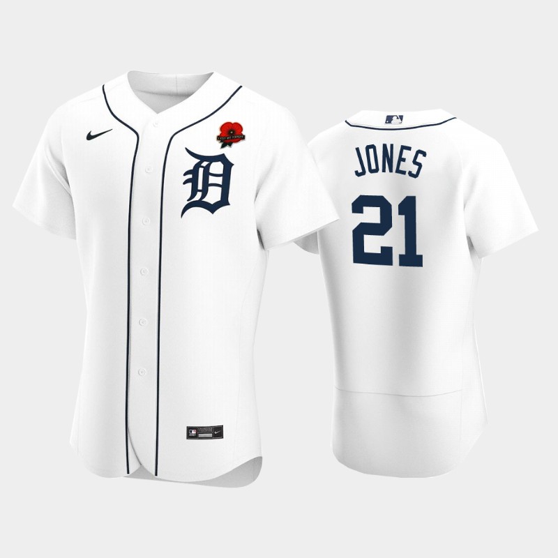 Detroit Tigers #21 JaCoby Jones Men's Nike Authentic 2021 Memorial Day MLB Jersey - White