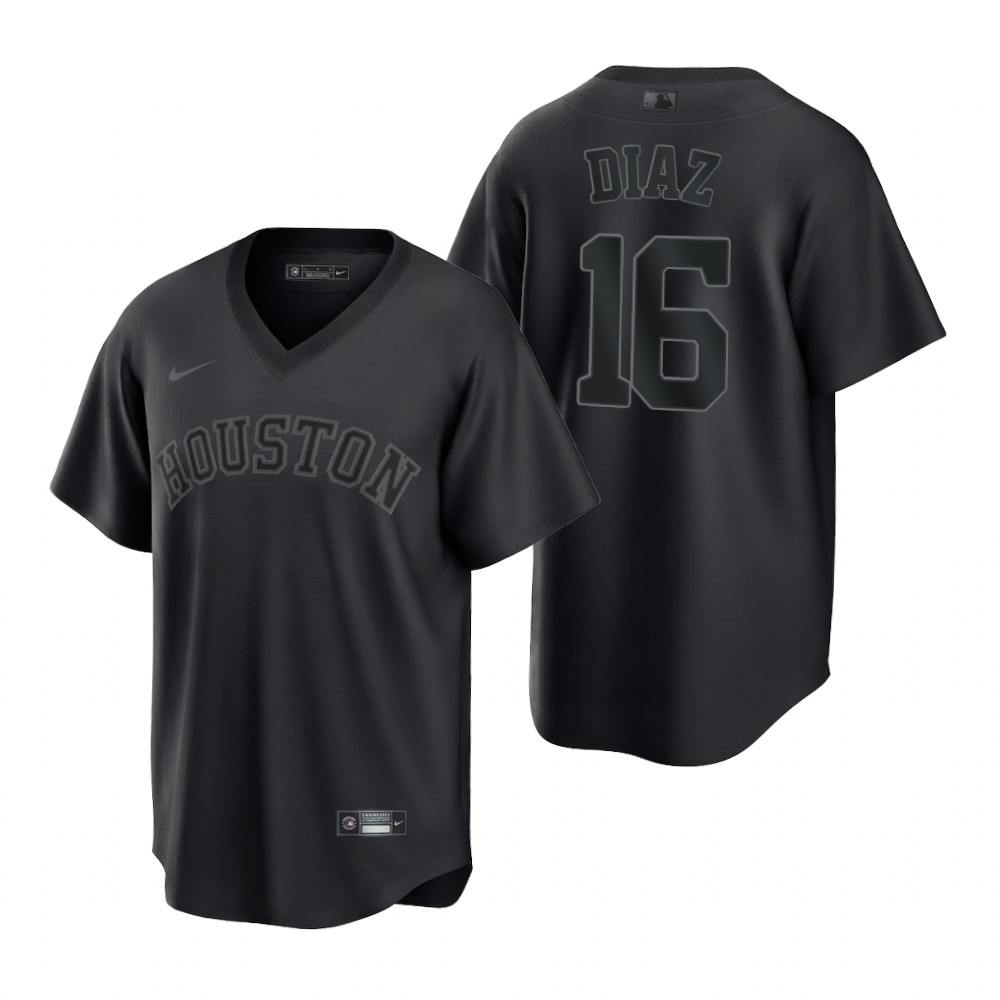 Houston Astros #16 Aledmys Diaz Nike Men's MLB Black Pitch Black Fashion Jersey