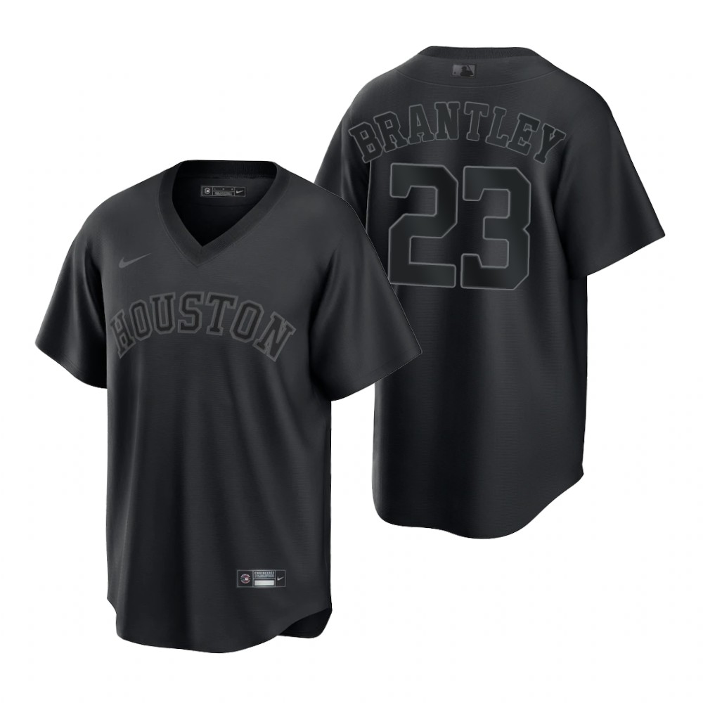 Houston Astros #23 Michael Brantley Nike Men's MLB Black Pitch Black Fashion Jersey