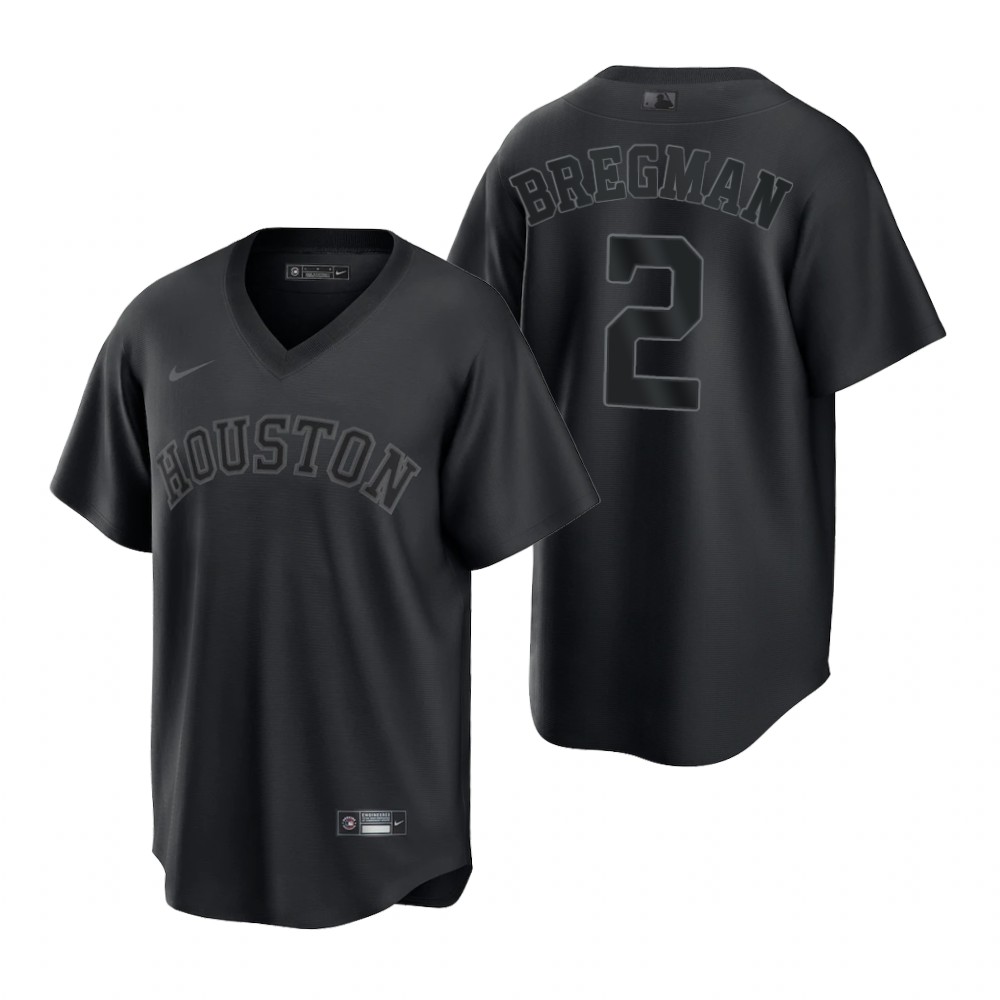 Houston Astros #2 Alex Bregman Nike Men's MLB Black Pitch Black Fashion Jersey