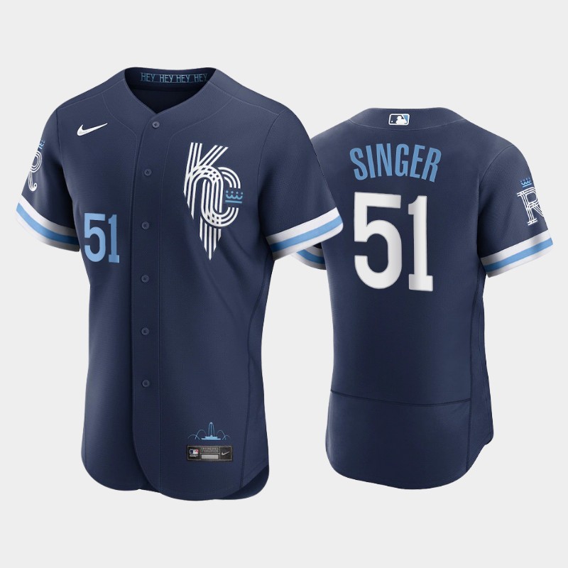 Kansas City Royals #51 Brady Singer Men's Nike Authentic 2022 City Connect Navy Jersey