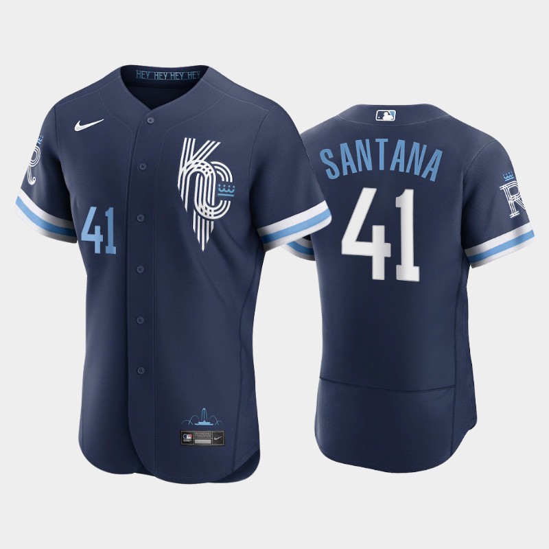 Kansas City Royals #41 Carlos Santana Men's Nike Authentic 2022 City Connect Navy Jersey