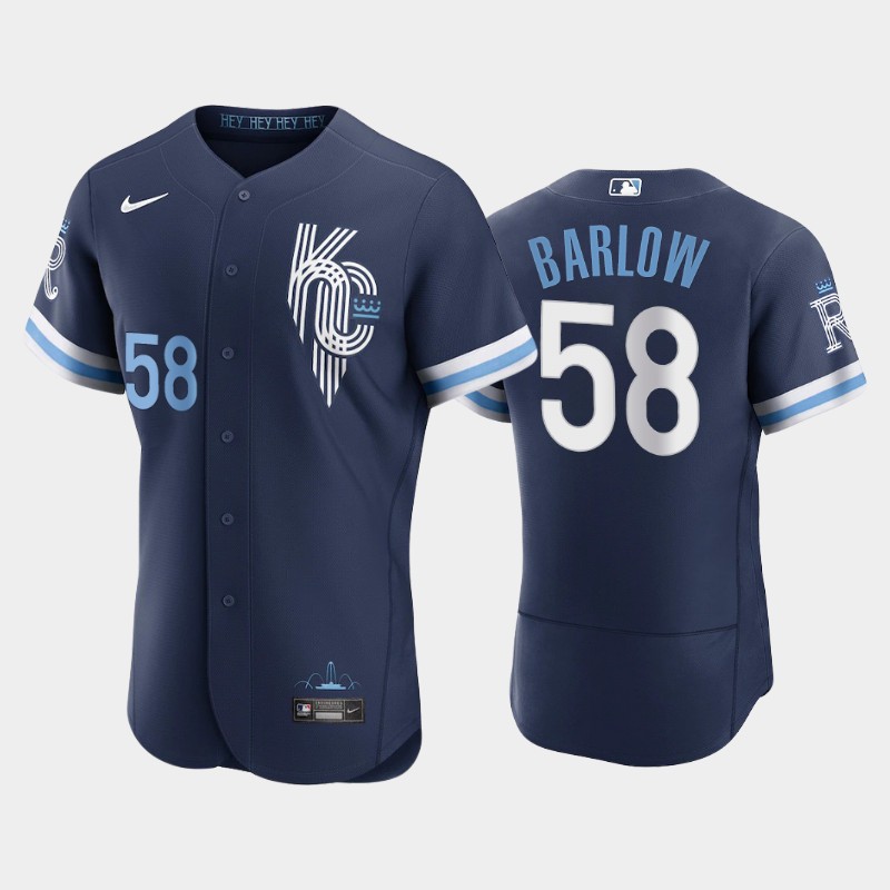 Kansas City Royals #58 Scott Barlow Men's Nike Authentic 2022 City Connect Navy Jersey