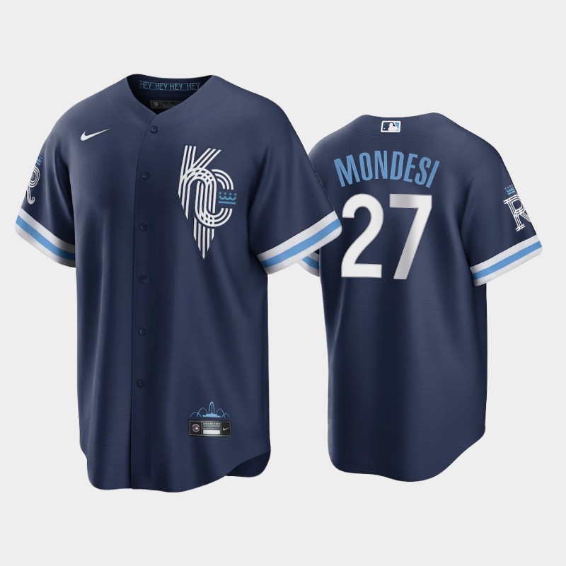 Kansas City Royals #27 Adalberto Mondesi Men's Nike Game Replica 2022 City Connect Navy Jersey