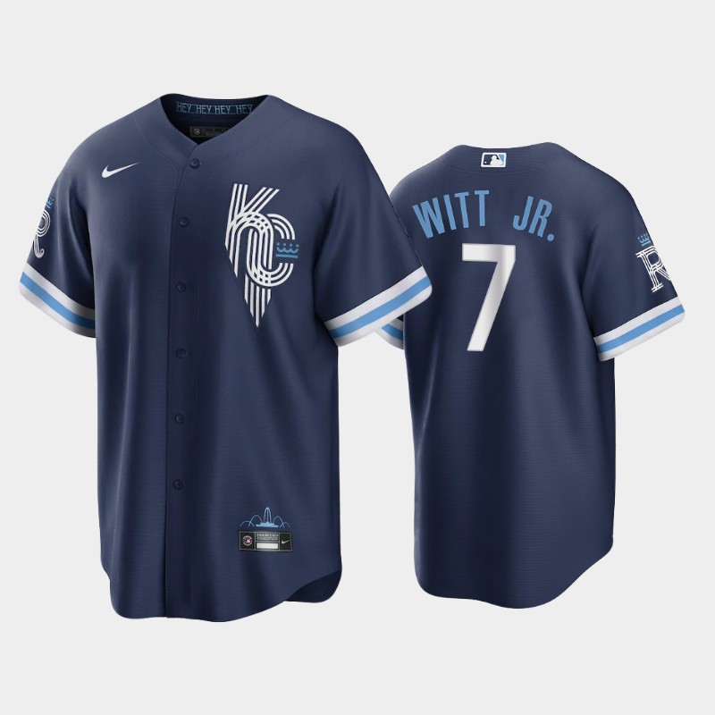 Kansas City Royals #7 Bobby Witt Jr. Men's Nike Game Replica 2022 City Connect Navy Jersey