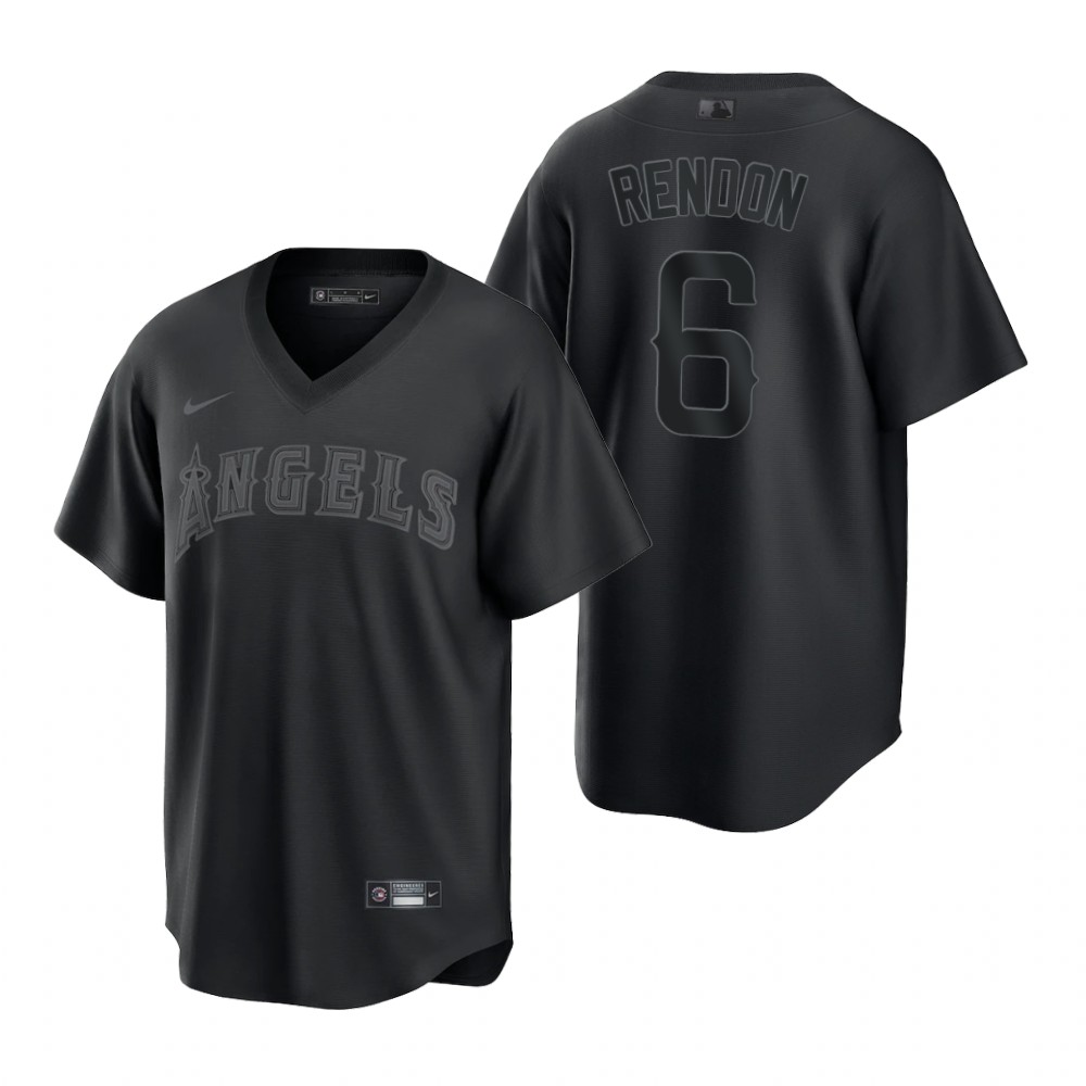 Los Angeles Angels #6 Anthony Rendon Nike Men's MLB Black Pitch Black Fashion Jersey