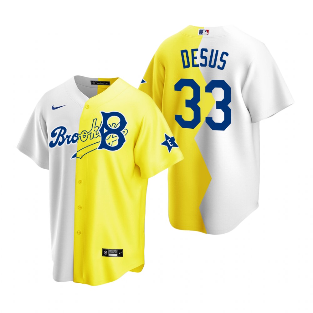 Los Angeles Dodgers #33 Desus Nice White Yellow Men's 2022 MLB All-Star Celebrity Softball Game Jersey