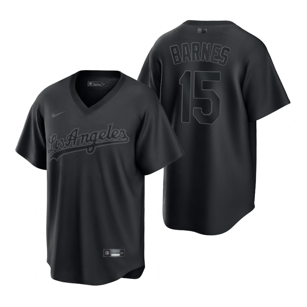 Los Angeles Dodgers #15 Austin Barnes Nike Men's MLB Black Pitch Black Fashion Jersey