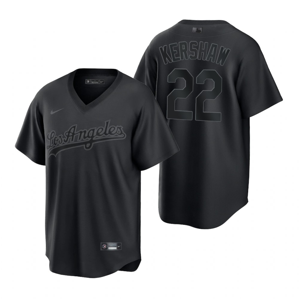 Los Angeles Dodgers #22 Clayton Kershaw Nike Men's MLB Black Pitch Black Fashion Jersey