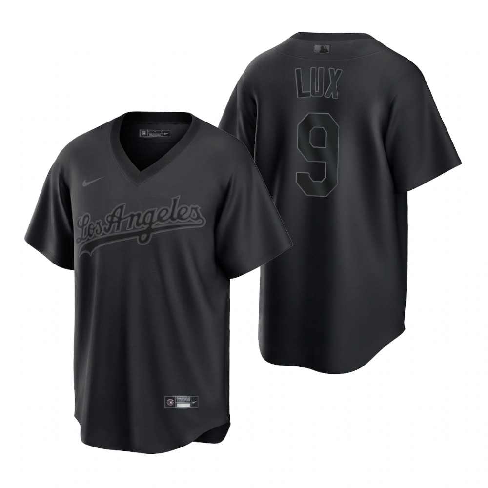 Los Angeles Dodgers #9 Gavin Lux Nike Men's MLB Black Pitch Black Fashion Jersey