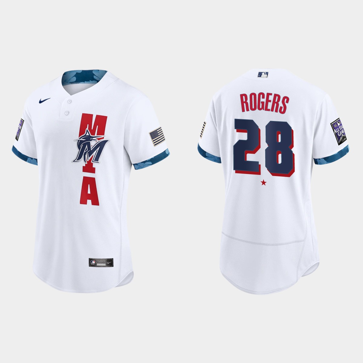 Miami Marlins #28 Trevor Rogers 2021 Mlb All Star Game Authentic White Jersey