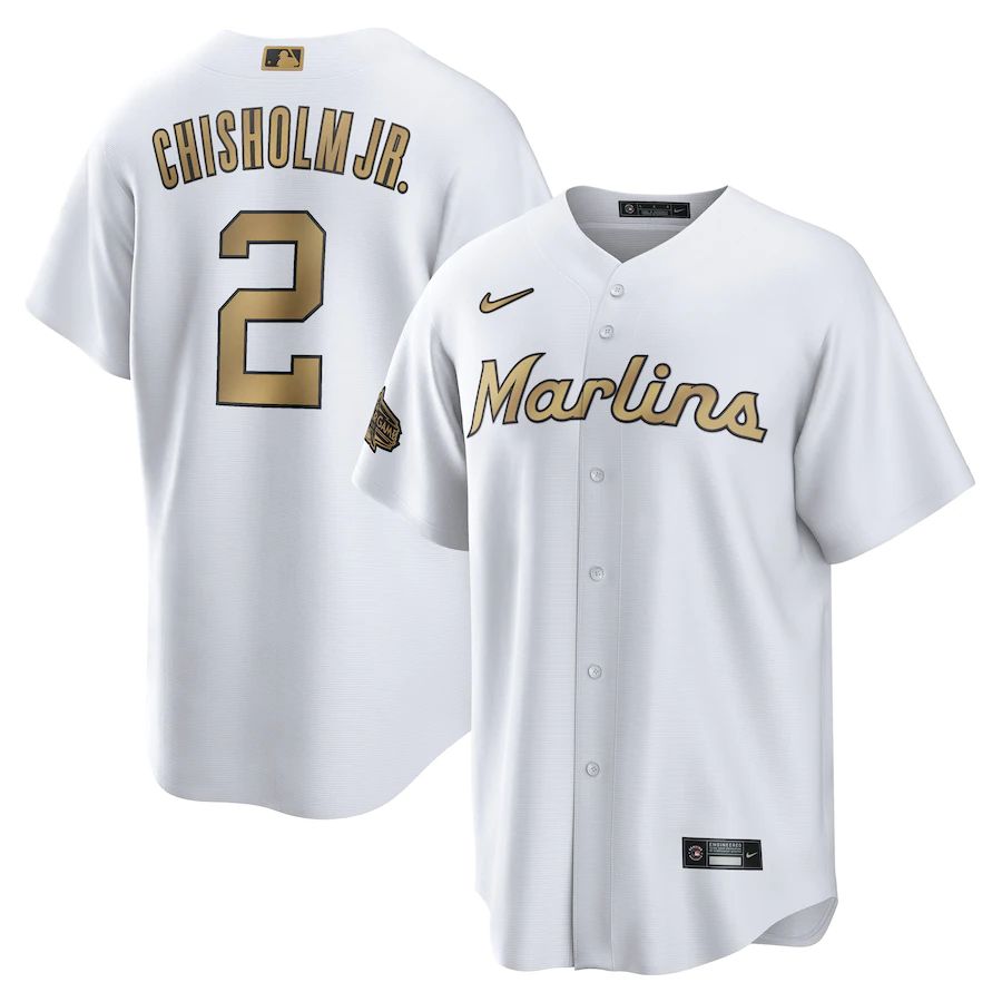 Miami Marlins #2 Jazz Chisholm Jr. Men's Nike White 2022 MLB All-Star Game Replica Jersey