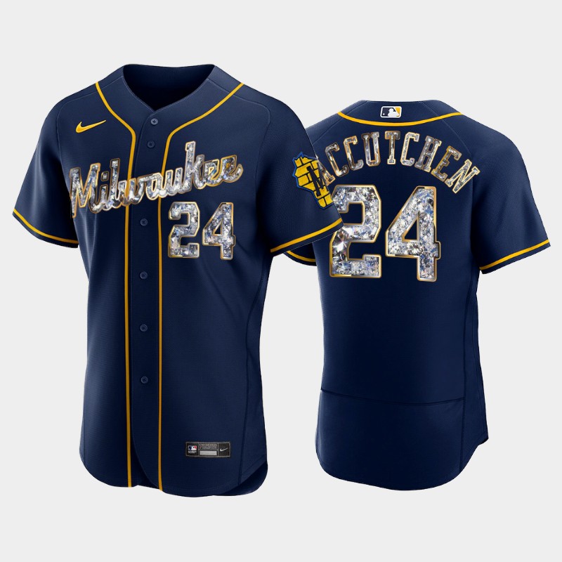 Milwaukee Brewers #24 Andrew McCutchen Men's Nike Diamond Edition MLB Jersey - Navy