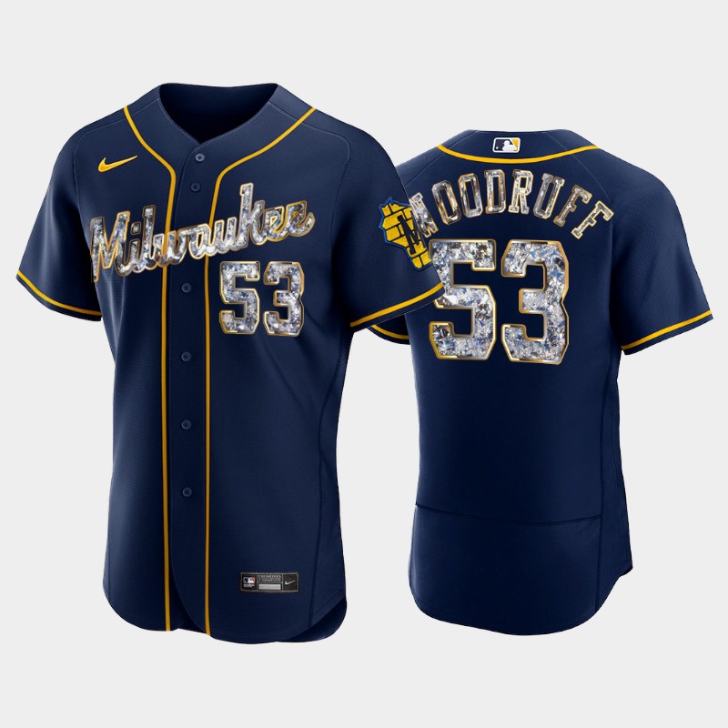 Milwaukee Brewers #53 Brandon Woodruff Men's Nike Diamond Edition MLB Jersey - Navy