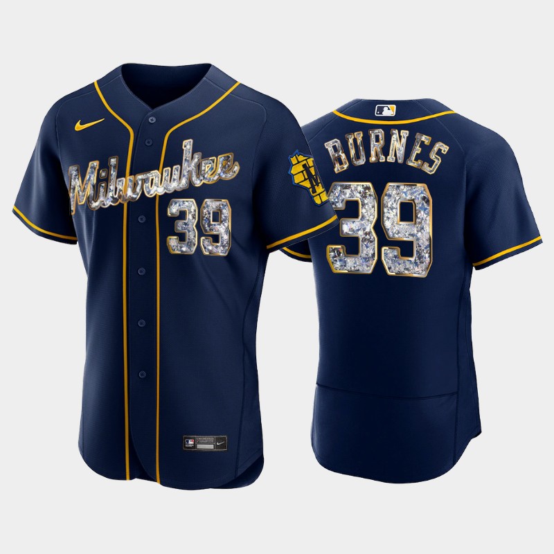 Milwaukee Brewers #39 Corbin Burnes Men's Nike Diamond Edition MLB Jersey - Navy