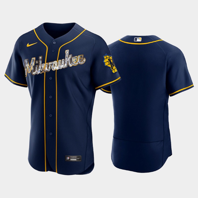 Milwaukee Brewers Blank Men's Nike Diamond Edition MLB Jersey - Navy