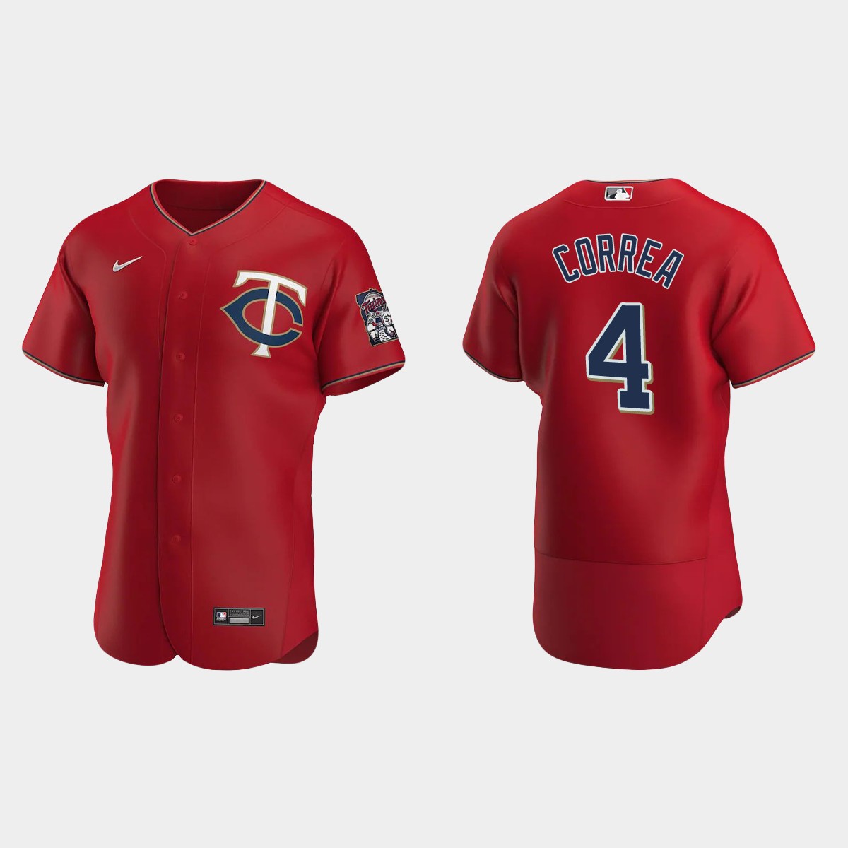 Minnesota Twins #4 Carlos Correa Men's Nike Red Alternate 2020 Authentic Official Team MLB Jersey