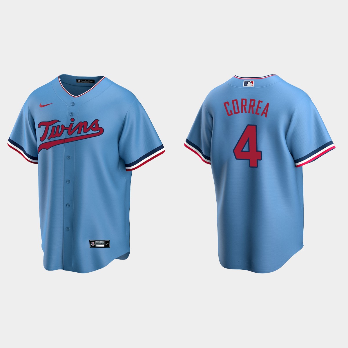 Minnesota Twins #4 Carlos Correa Men's Nike Alternate Light Blue Replica Jersey