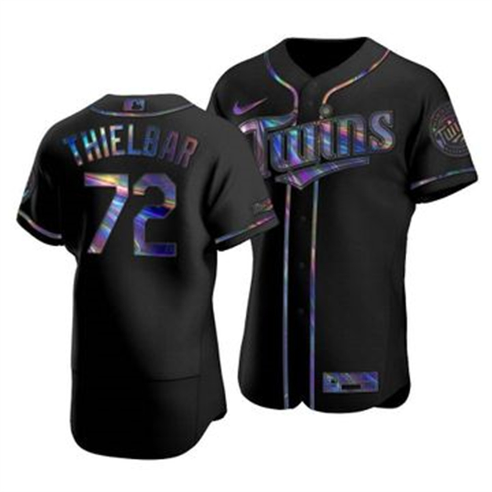 Minnesota Twins #72 Caleb Thielbar Men's Nike Iridescent Holographic Collection MLB Jersey - Black