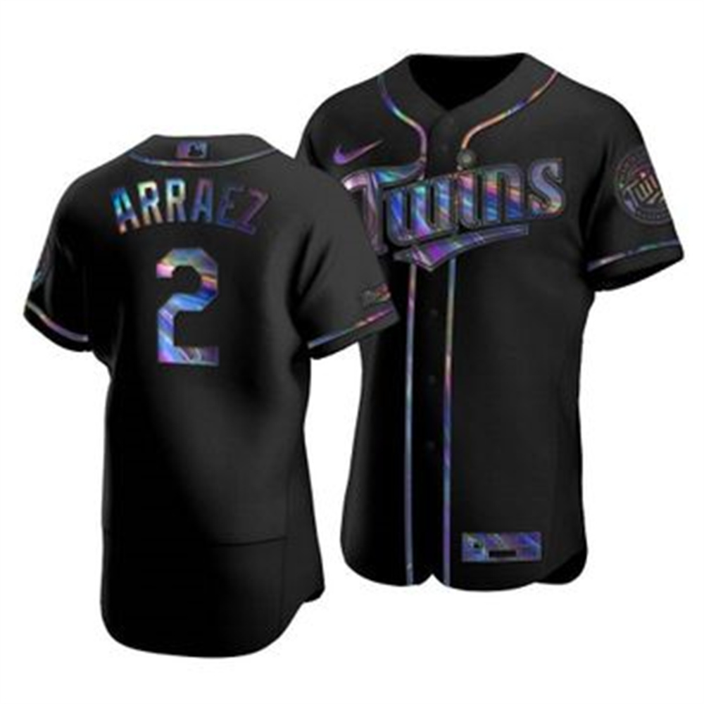 Minnesota Twins #2 Luis Arraez Men's Nike Iridescent Holographic Collection MLB Jersey - Black