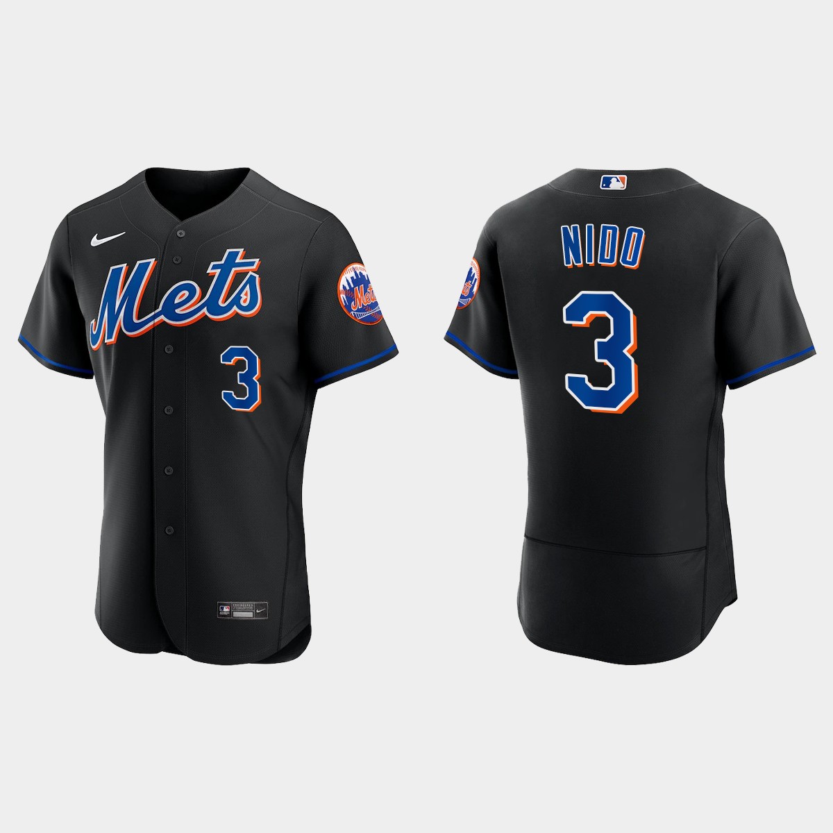 New York Mets #3 Tomas Nido Men's Nike 2022 Authentic Alternate Stitched MLB Jersey - Black