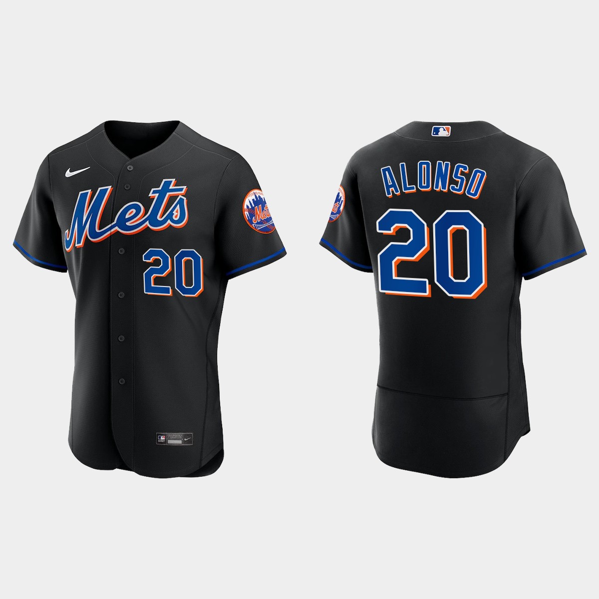 New York Mets #20 Pete Alonso Men's Nike 2022 Authentic Alternate Stitched MLB Jersey - Black