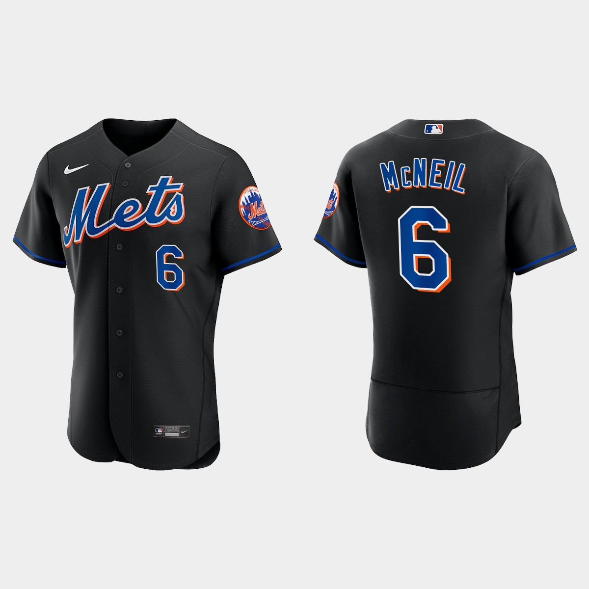 New York Mets #6 Jeff McNeil Men's Nike 2022 Authentic Alternate Stitched MLB Jersey - Black