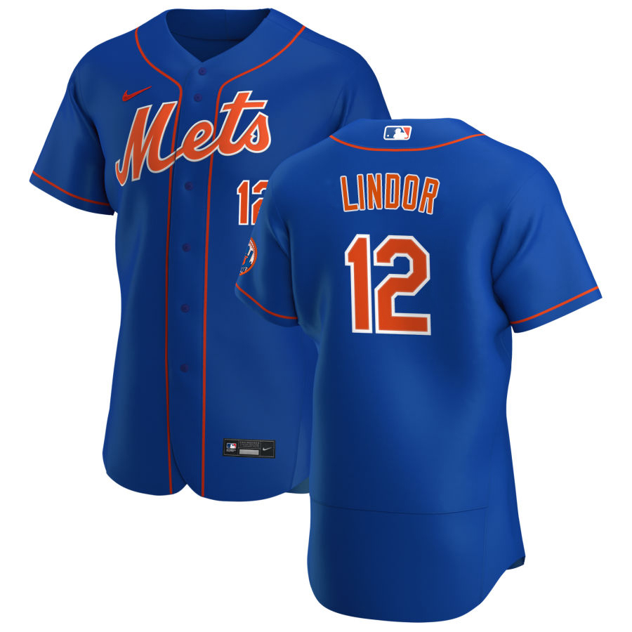 New York Mets #12 Francisco Lindor Men's Nike Royal Alternate 2020 Authentic Player MLB Jersey