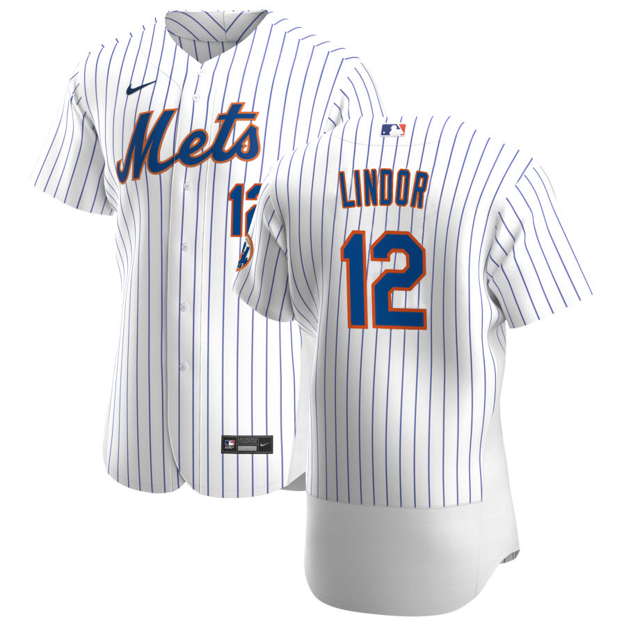 New York Mets #12 Francisco Lindor Men's Nike White Home 2020 Authentic Player MLB Jersey