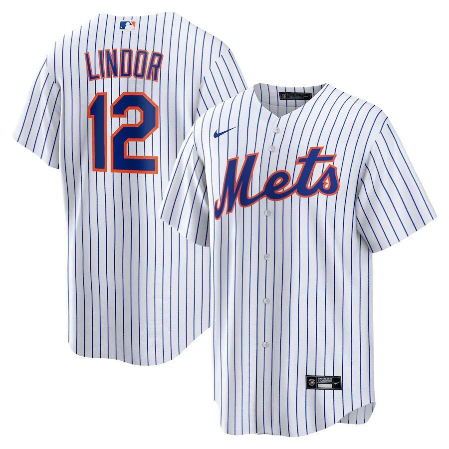 New York Mets #12 Francisco Lindor Men's Nike White Home Replica Player Jersey