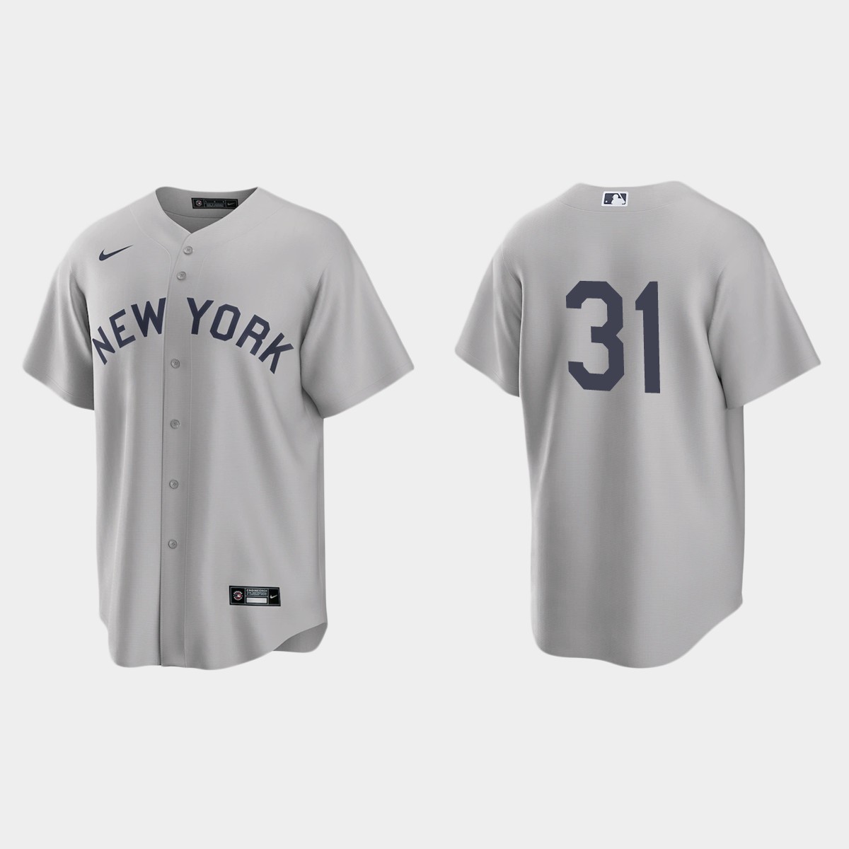 New York Yankees #31 Aaron Hicks Men's Nike Gray 2021 Field of Dreams Game MLB Jersey