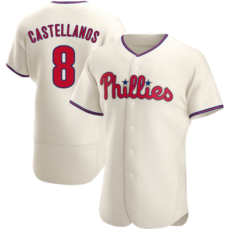 Philadelphia Phillies #8 Nick Castellanos Men's Nike Cream Alternate 2020 Replica Jersey