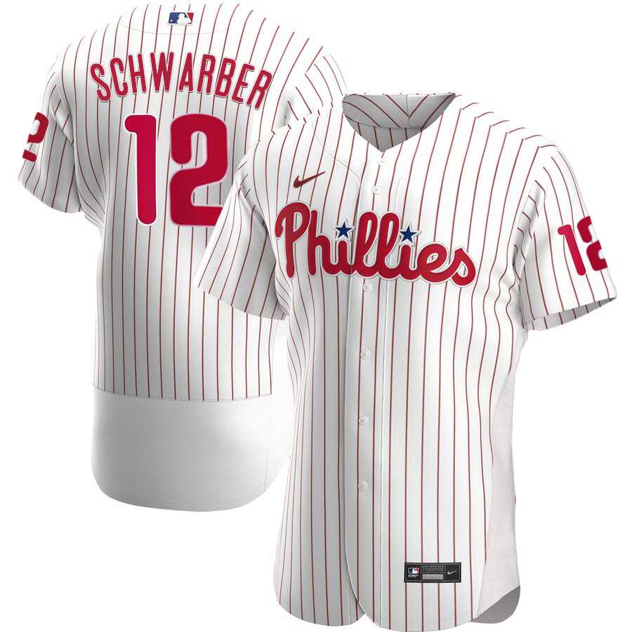 Philadelphia Phillies #12 Kyle Schwarber Men's Nike White Home 2020 Authentic Player MLB Jersey