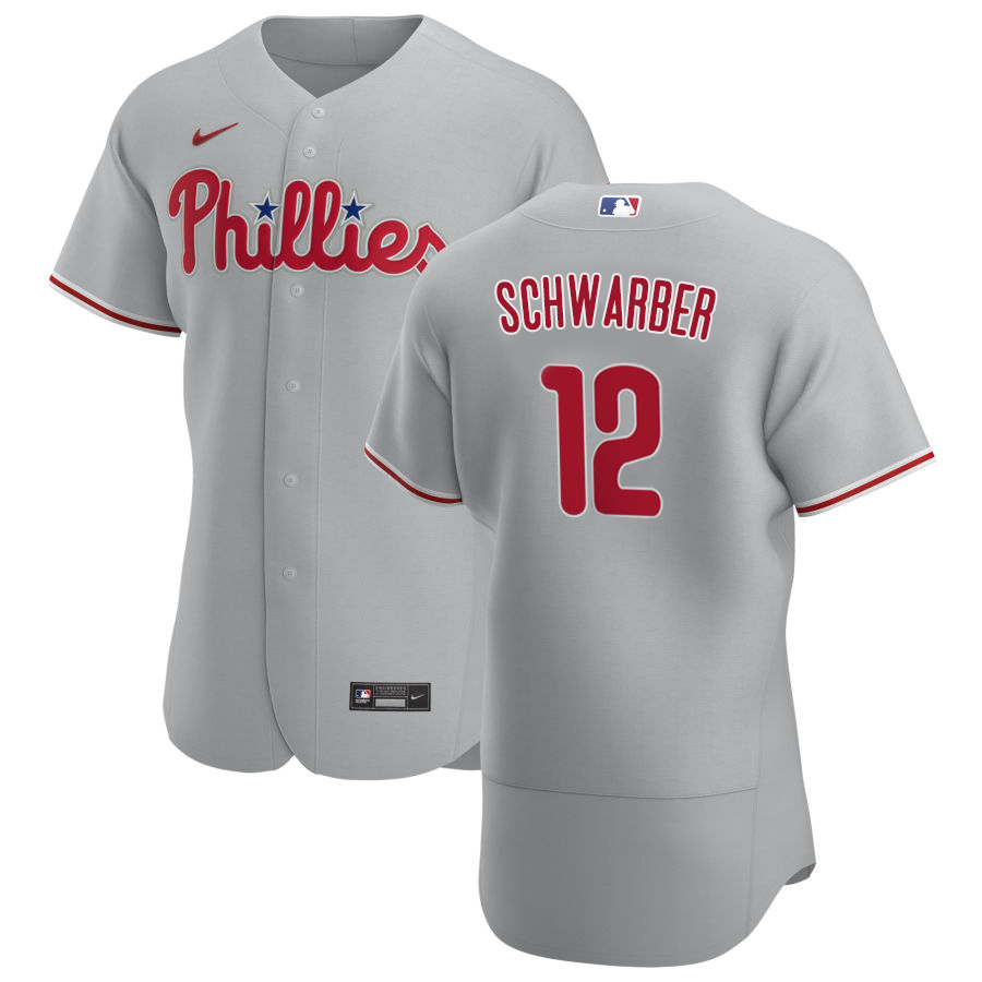 Philadelphia Phillies #12 Kyle Schwarber Men's Nike Gray Road 2020 Authentic Player MLB Jersey