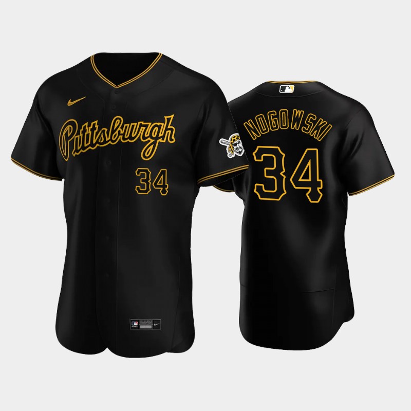 Pittsburgh Pirates #34 John Nogowski Authentic Men's Nike Alternate MLB Jersey - Black