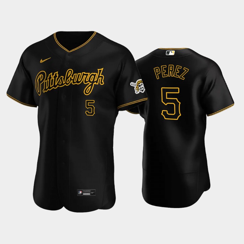 Pittsburgh Pirates #5 Michael Perez Authentic Men's Nike Alternate MLB Jersey - Black