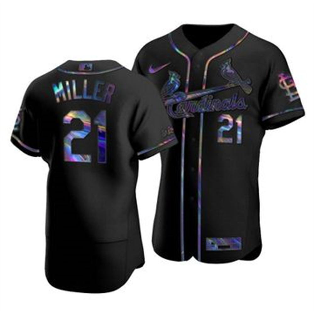 St. Louis Cardinals #21 Andrew Miller Men's Nike Iridescent Holographic Collection MLB Jersey - Black