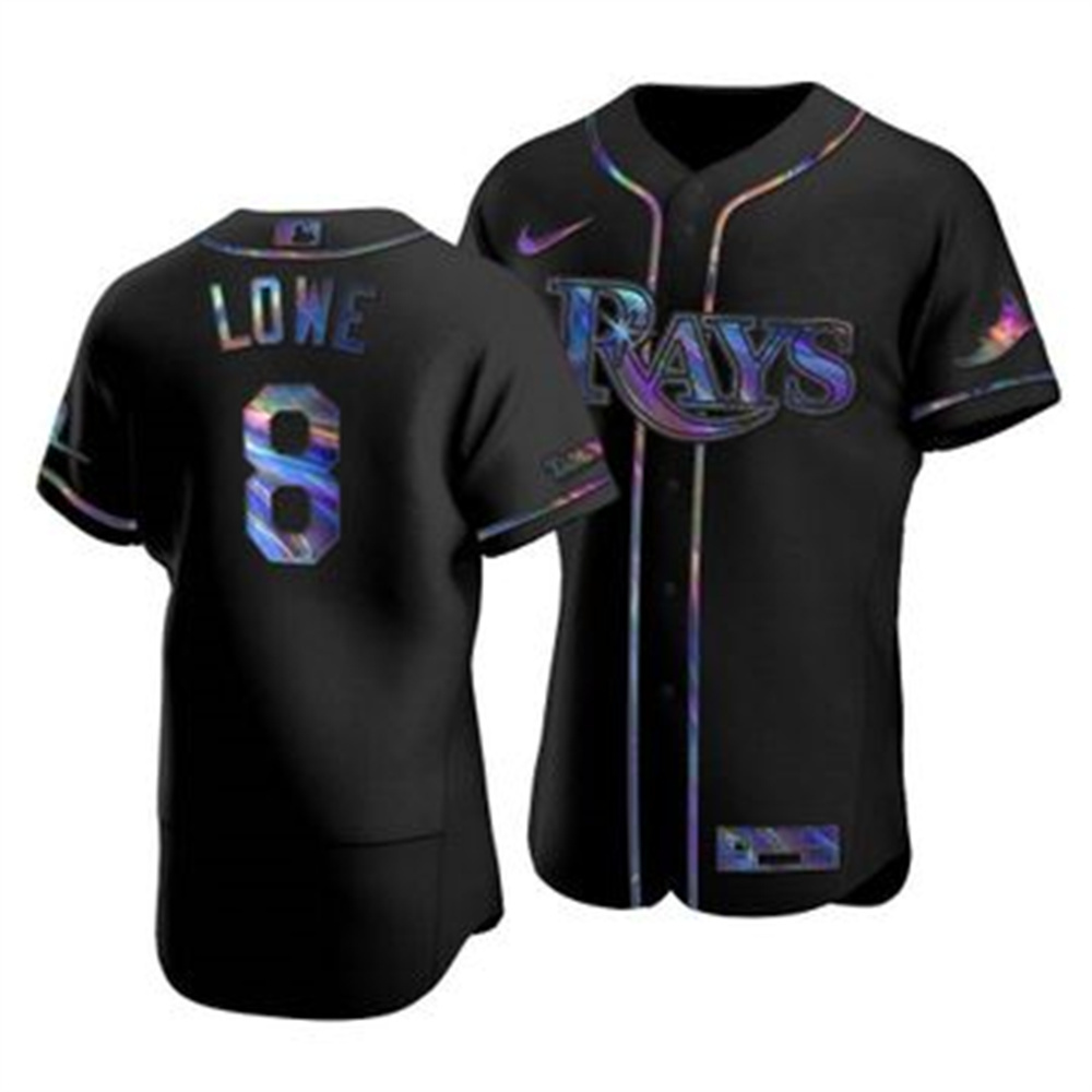 Tampa Bay Rays #8 Brandon Lowe Men's Nike Iridescent Holographic Collection MLB Jersey - Black