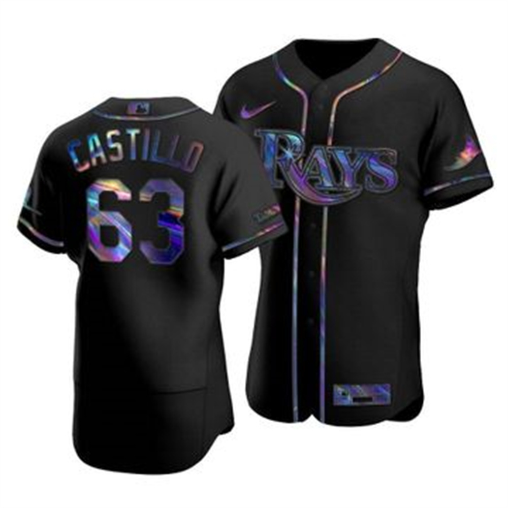 Tampa Bay Rays #63 Diego Castillo Men's Nike Iridescent Holographic Collection MLB Jersey - Black