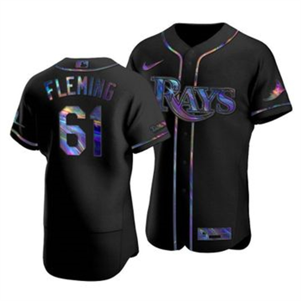 Tampa Bay Rays #61 Josh Fleming Men's Nike Iridescent Holographic Collection MLB Jersey - Black