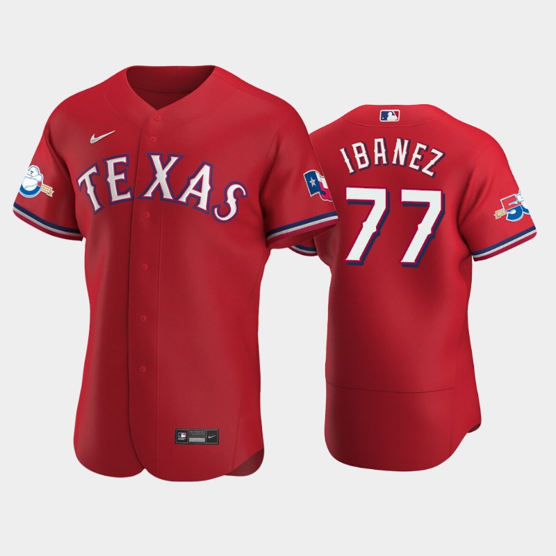 Texas Rangers #77 Andy Ibanez Authentic 50th Anniversary Men's Nike Alternate MLB Jersey - Red